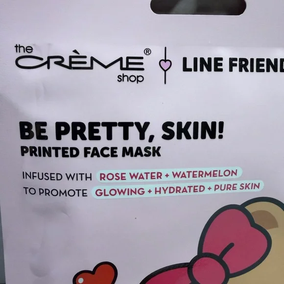 🩷5/$10 Creme shop Pink Printed Face Mask - Picture 2 of 5